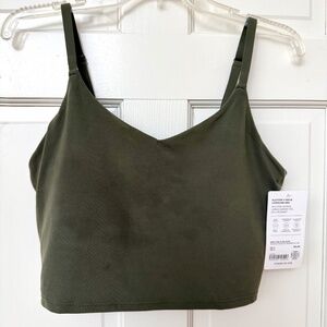NWT Athleta olive green Elation v-neck longline bra (M)